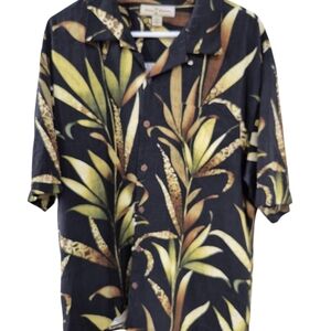 Tommy Bahama Hawaiian Shirt Tropical Print 100% Silk XLarge